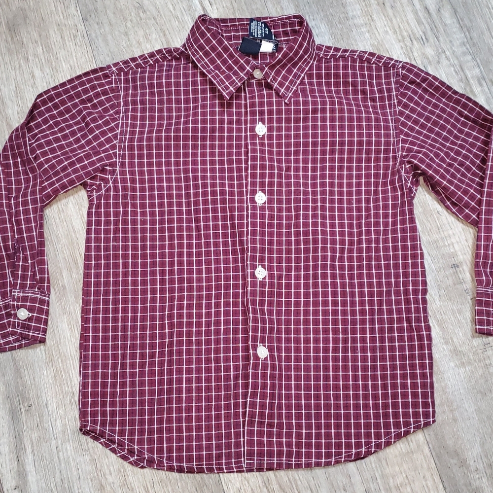 Nautica Boys Button Up Shirt Size 4T Plaid Cotton